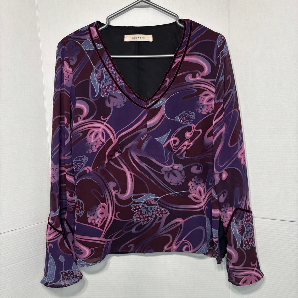 Vintage Women’s V-Neck Blouse Flared Sleeves Whimsigoth Boho Hippie Fairycore